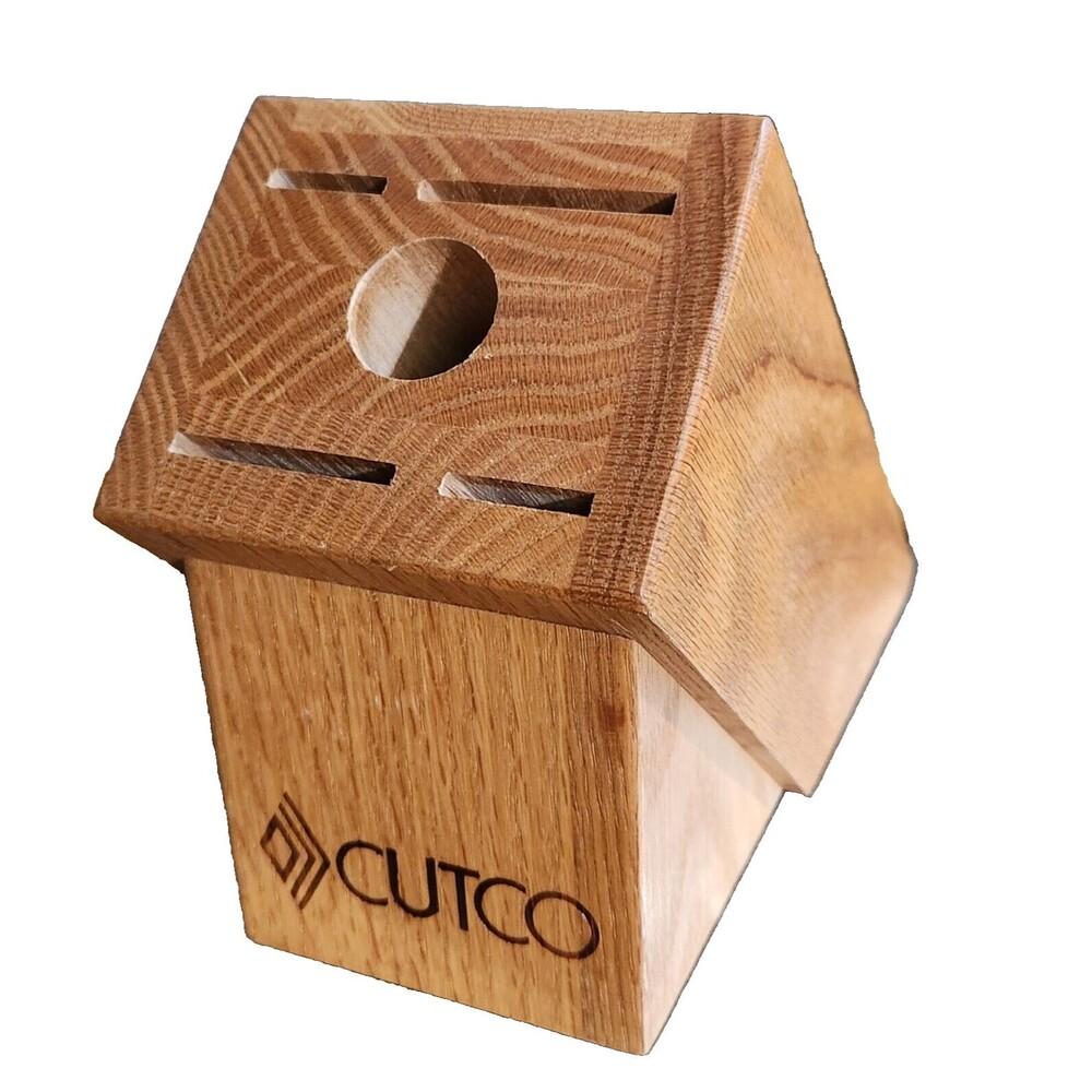 CUTCO Essentials 5 Slot Solid Oak Knife Block Made in USA